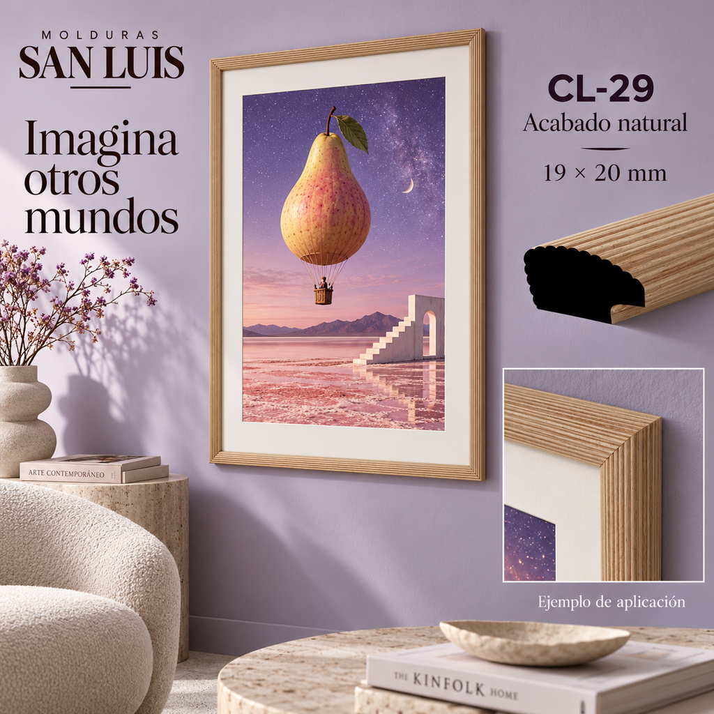 Moldura de madera lisa para marco CL29 – Kit de 4 piezas
