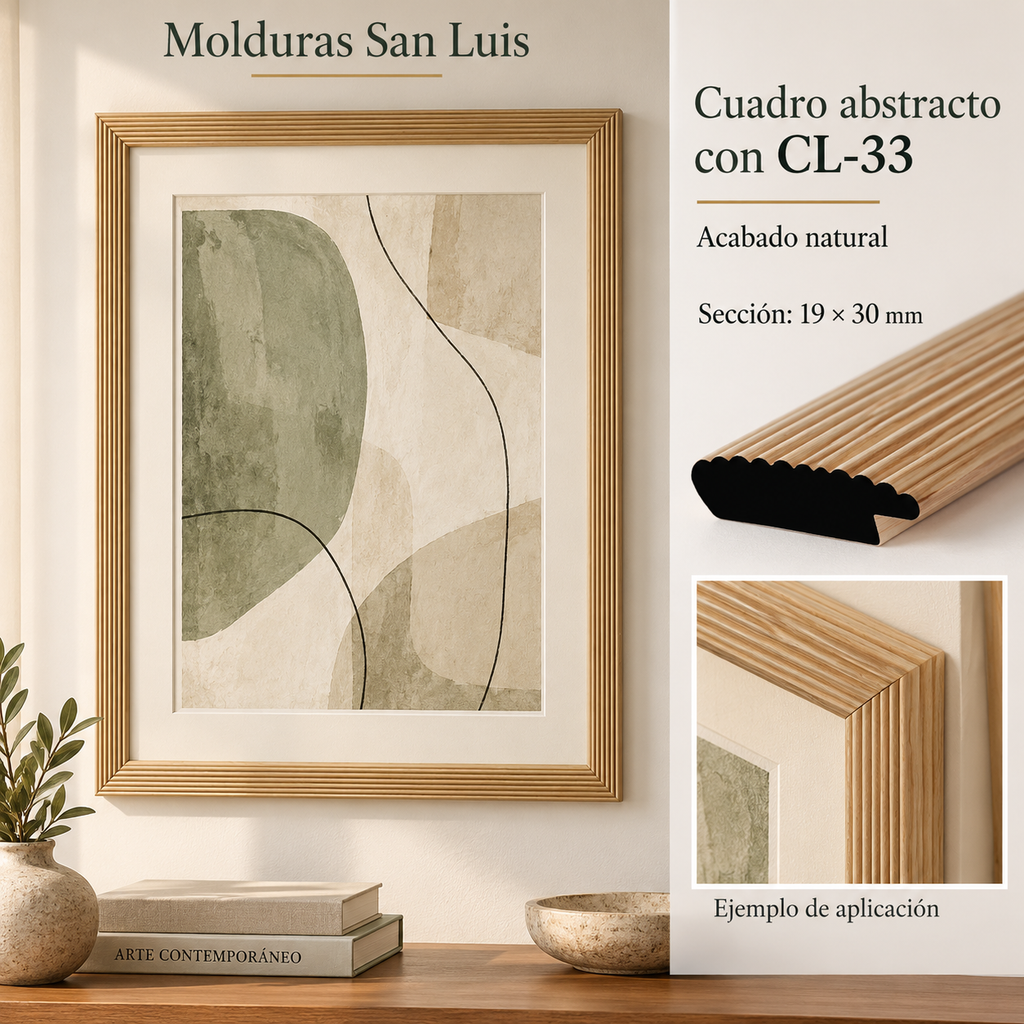 Moldura de madera lisa para marco CL33 – Kit de 4 piezas