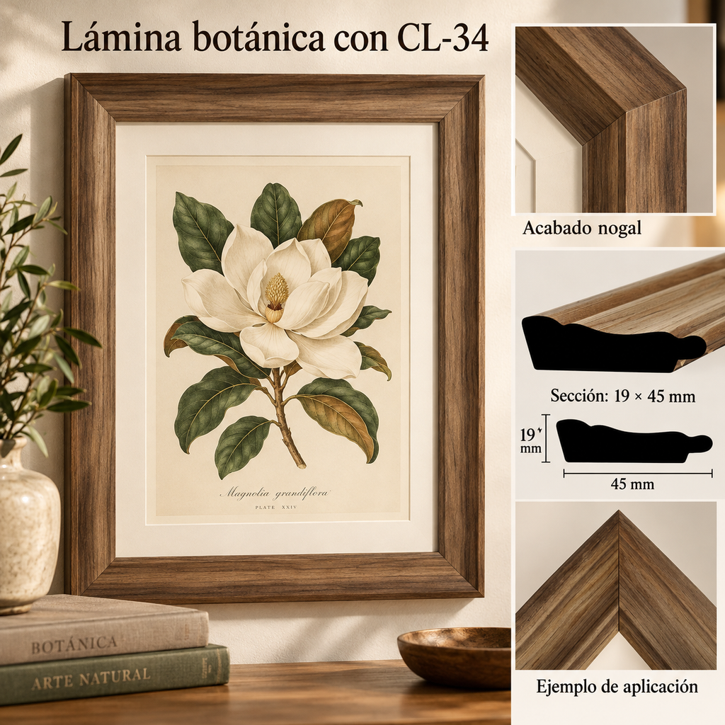 Moldura de madera lisa para marco CL34 – Kit de 4 piezas