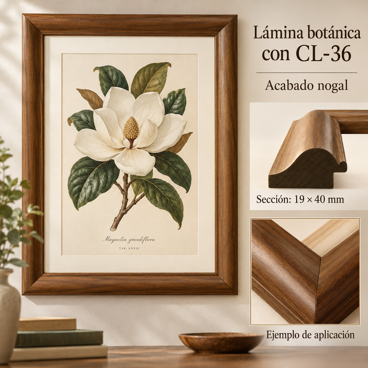 Moldura de madera lisa para marco CL36 – Kit de 4 piezas