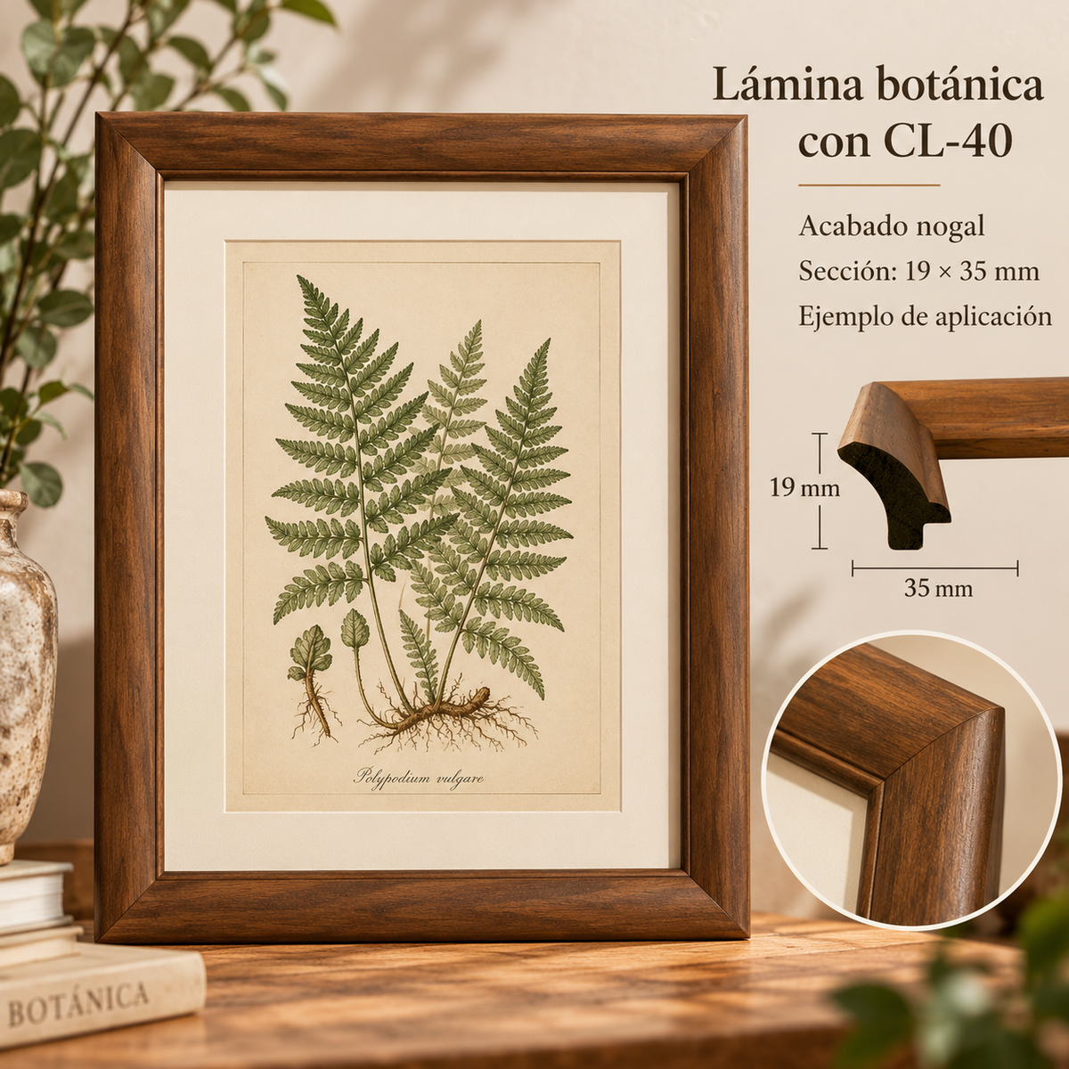 Moldura de madera lisa para marco CL40 – Kit de 4 piezas