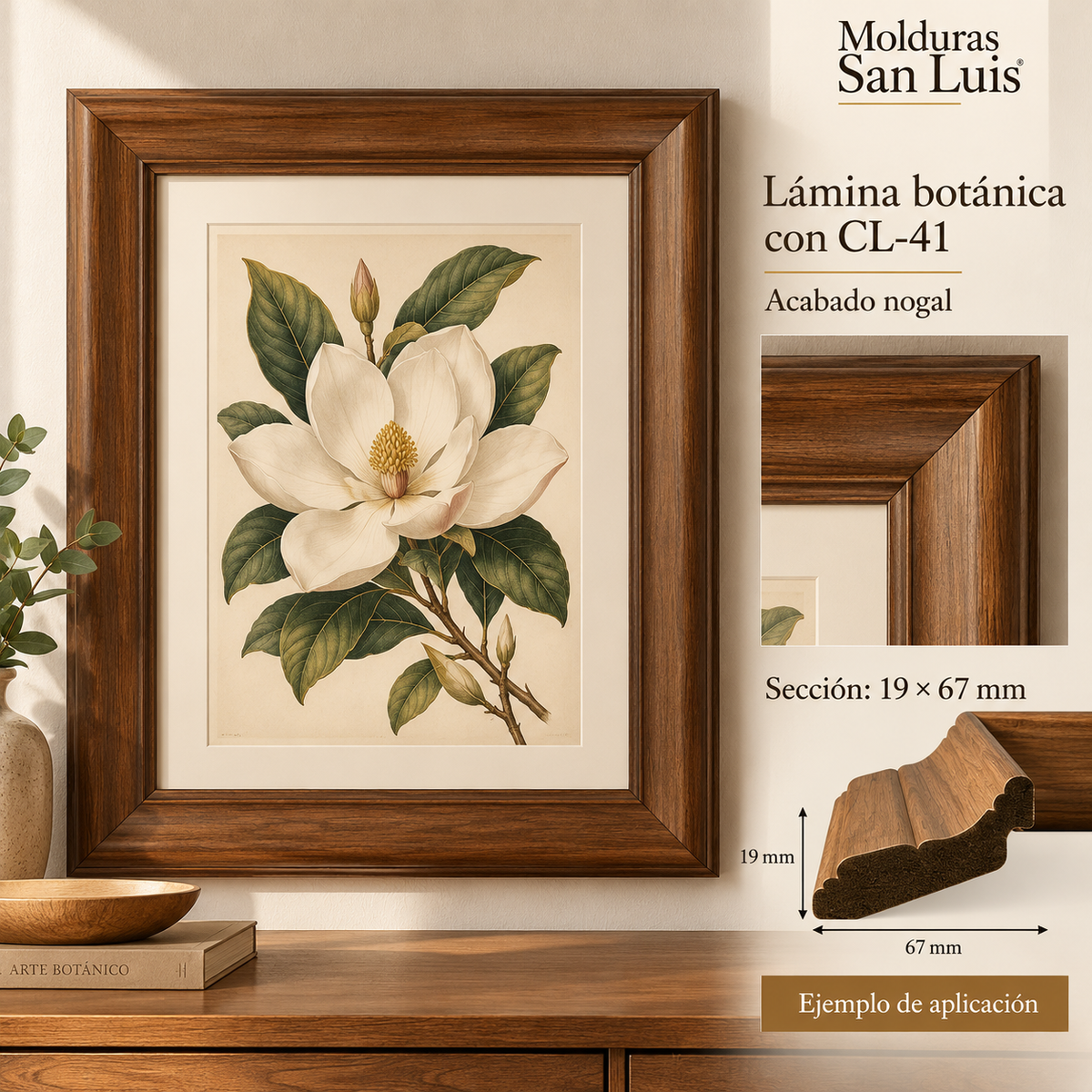 Moldura de madera lisa para marco CL41 – Kit de 4 piezas