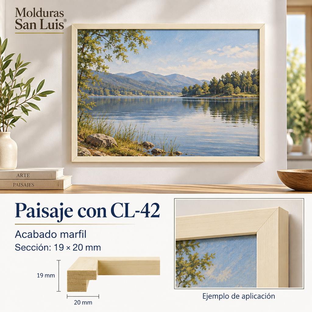 Moldura de madera lisa para marco CL42 – Kit de 4 piezas