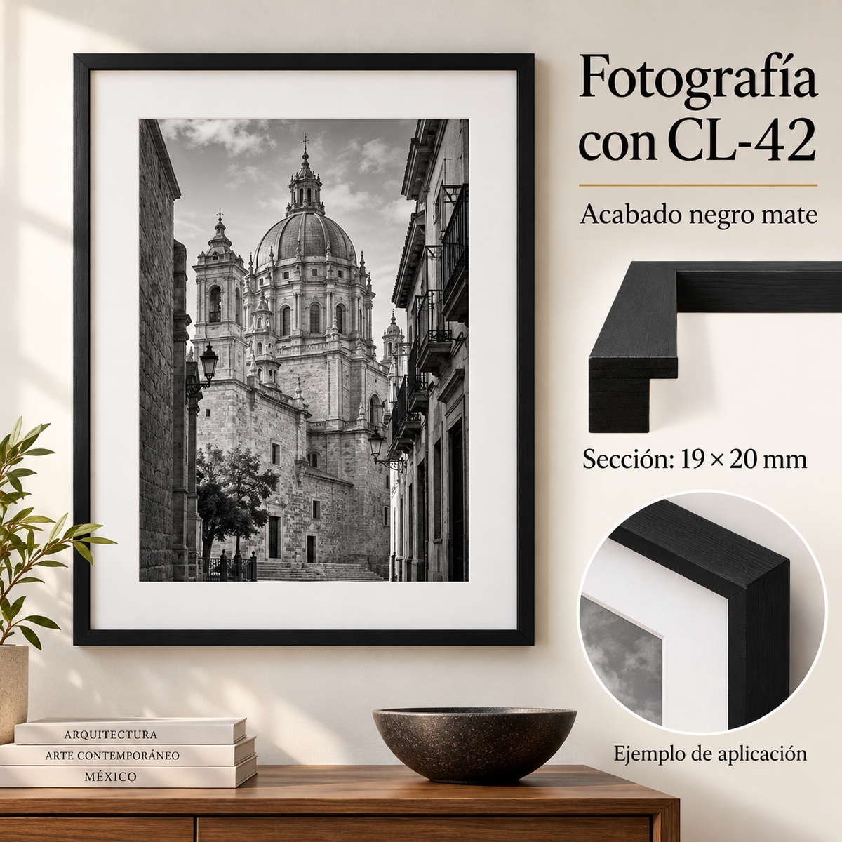 Moldura de madera lisa para marco CL42 – Kit de 4 piezas