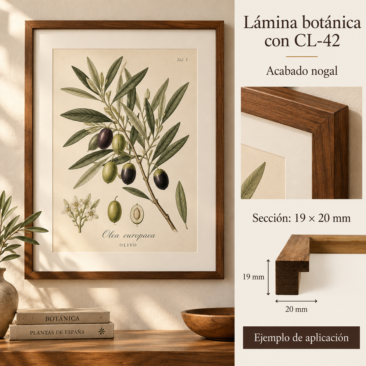 Moldura de madera lisa para marco CL42 – Kit de 4 piezas