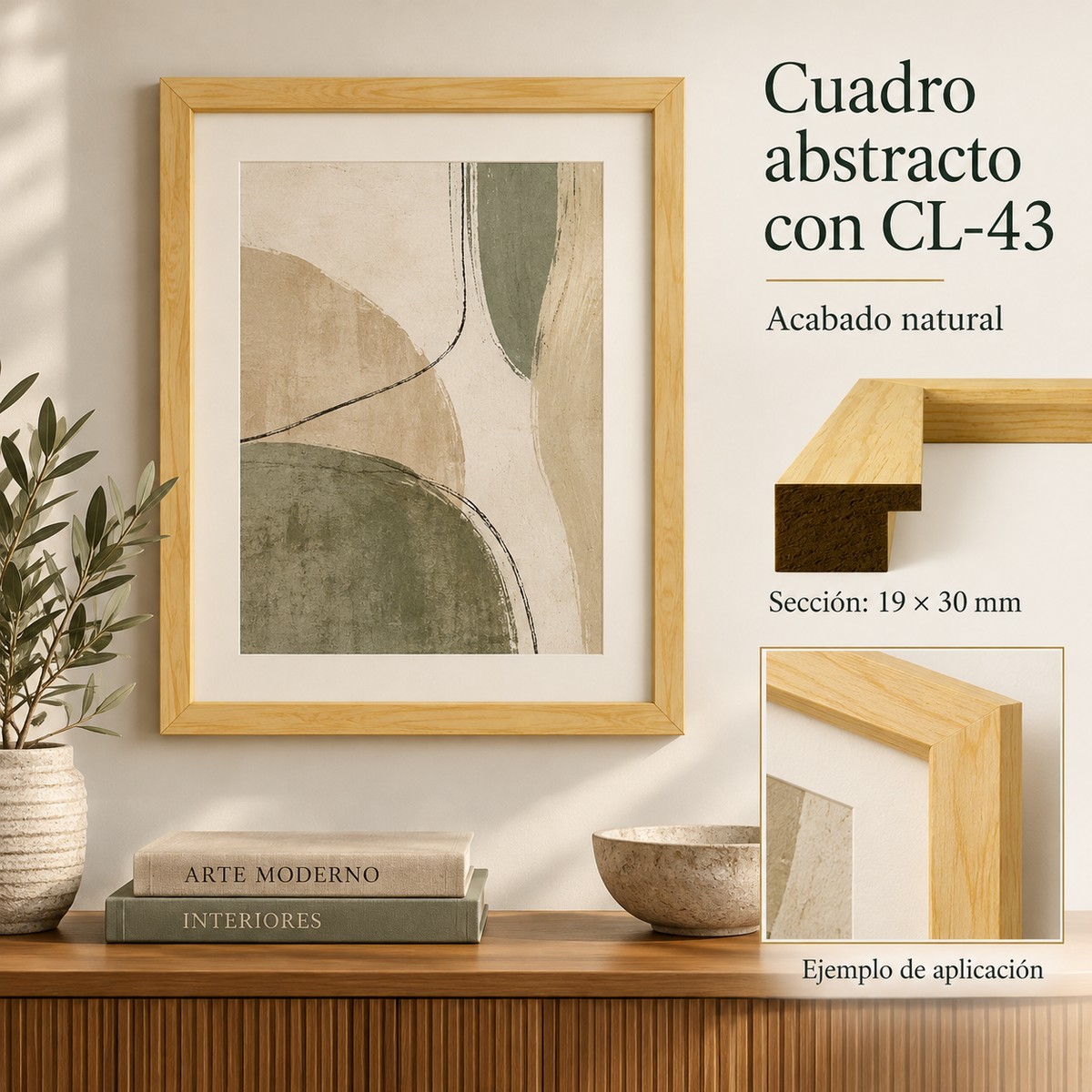 Moldura de madera lisa para marco CL43 – Kit de 4 piezas