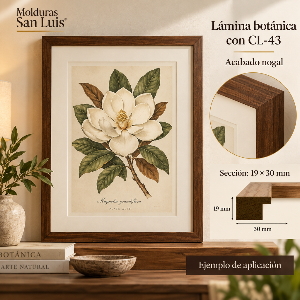 Moldura de madera lisa para marco CL43 – Kit de 4 piezas