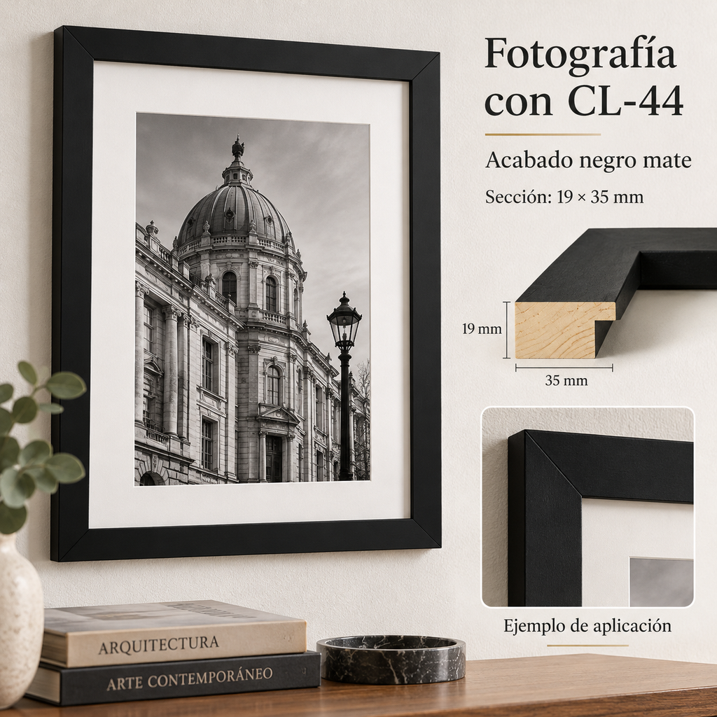 Moldura de madera lisa para marco CL44 – Kit de 4 piezas