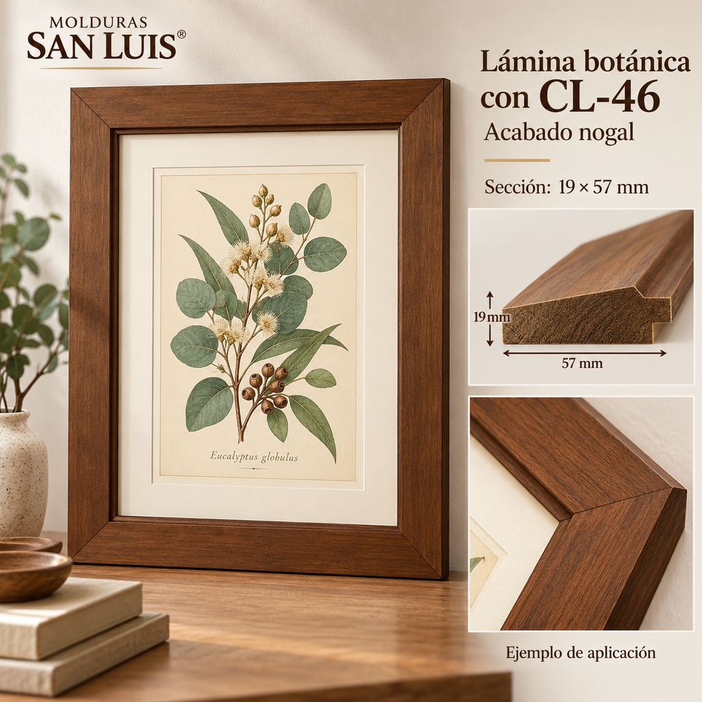 Moldura de madera lisa para marco CL46 – Kit de 4 piezas