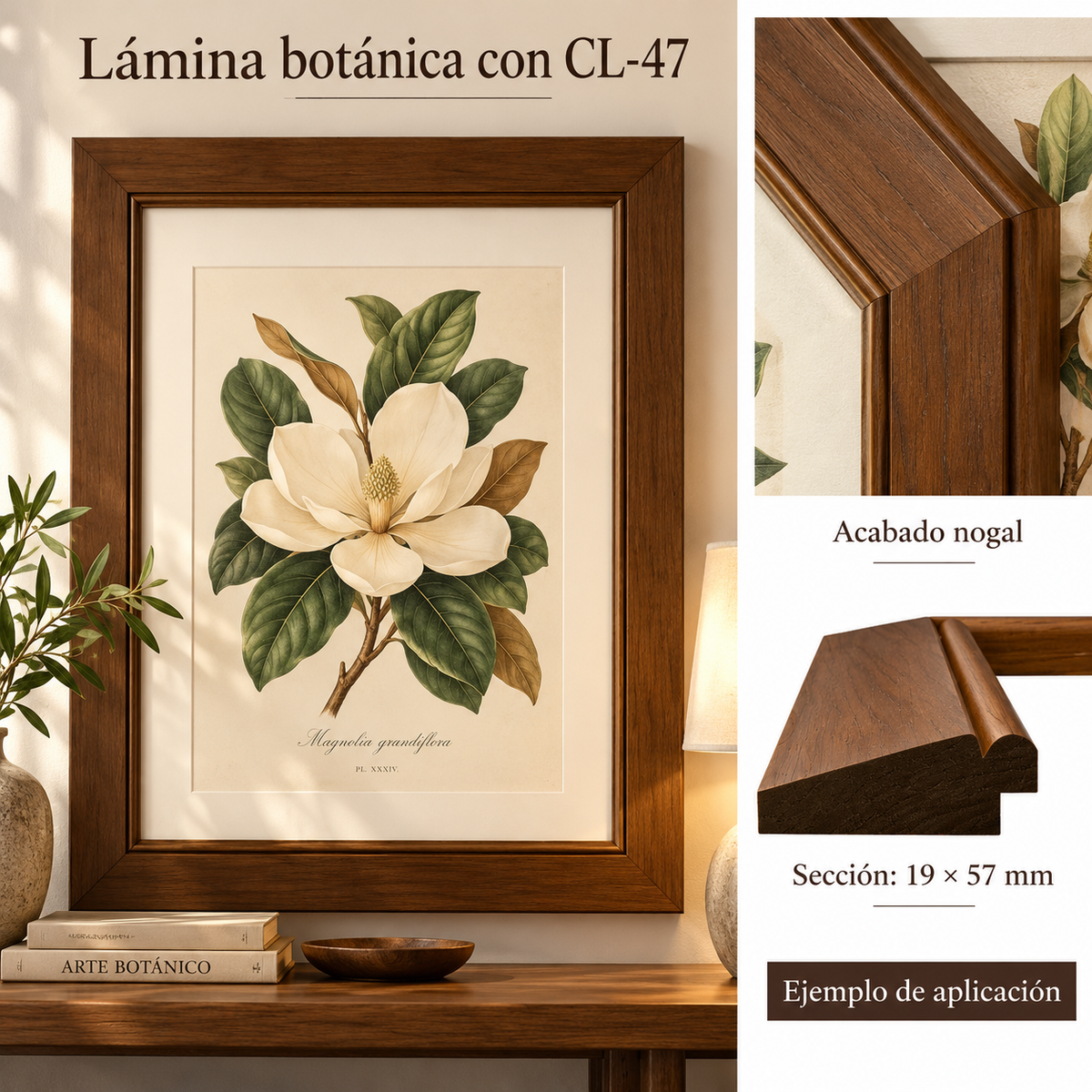 Moldura de madera lisa para marco CL47 – Kit de 4 piezas