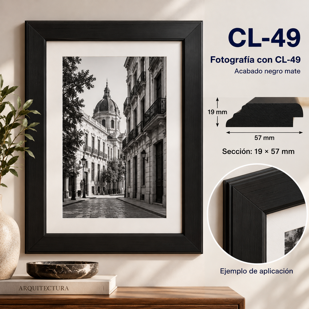 Moldura de madera lisa para marco CL49 – Kit de 4 piezas