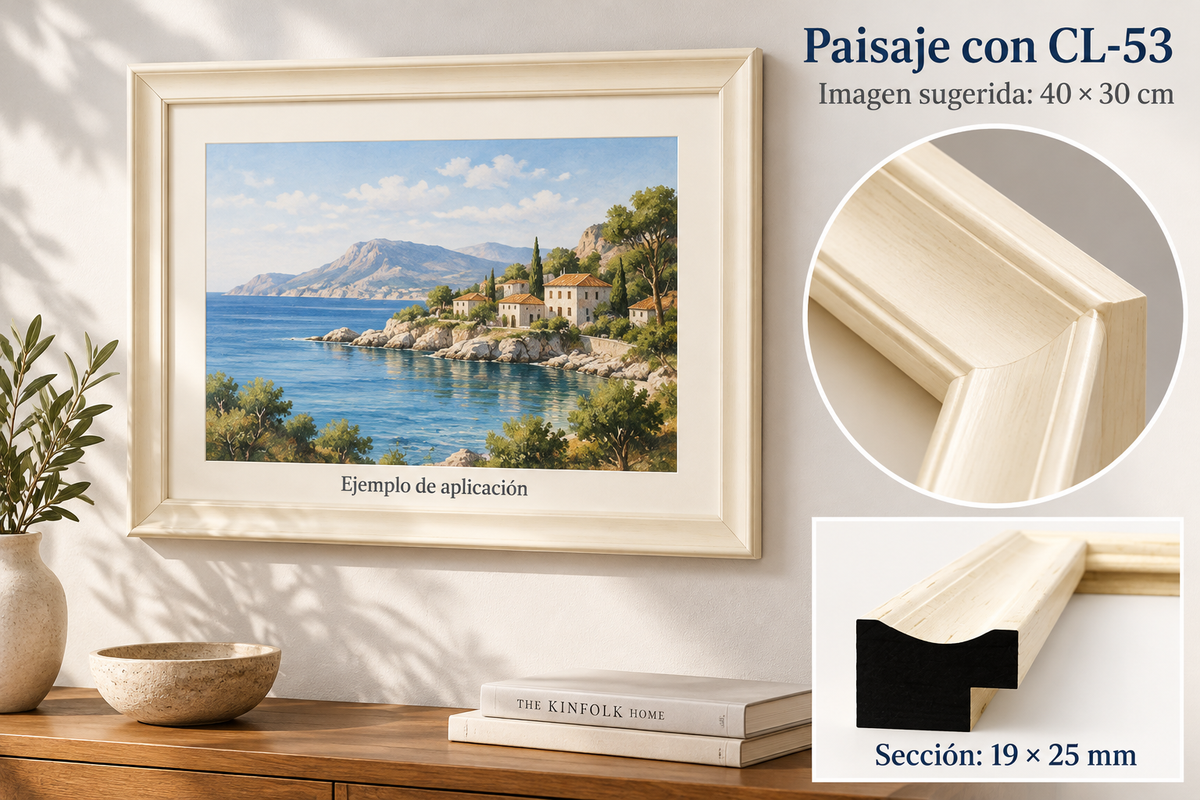 Moldura de madera lisa para marco CL53 – Kit de 4 piezas