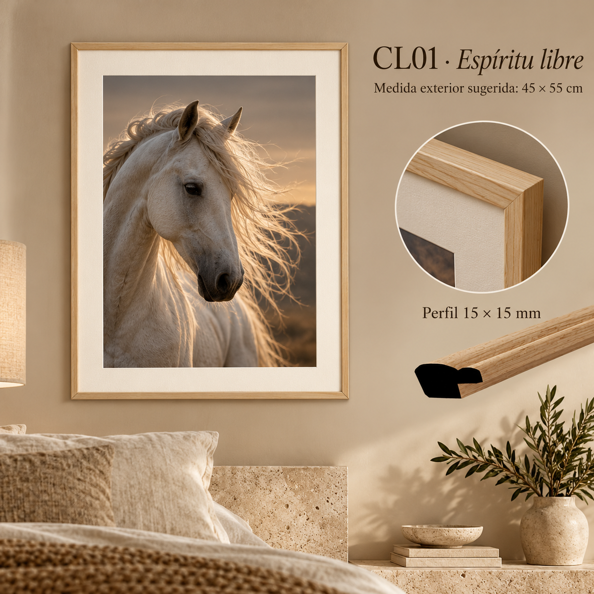Moldura de madera lisa para marco CL01 – Kit de 4 piezas