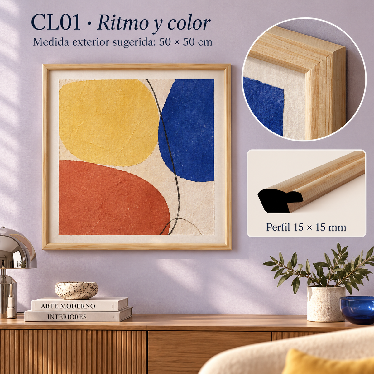 Moldura de madera lisa para marco CL01 – Kit de 4 piezas