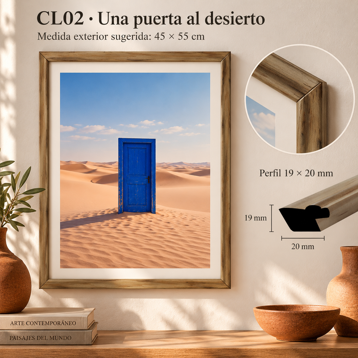 Moldura de madera lisa para marco CL02 – Kit de 4 piezas