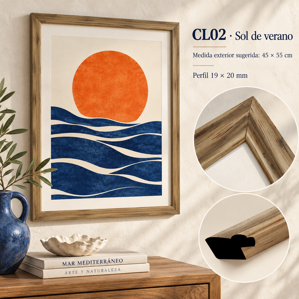 Moldura de madera lisa para marco CL02 – Kit de 4 piezas