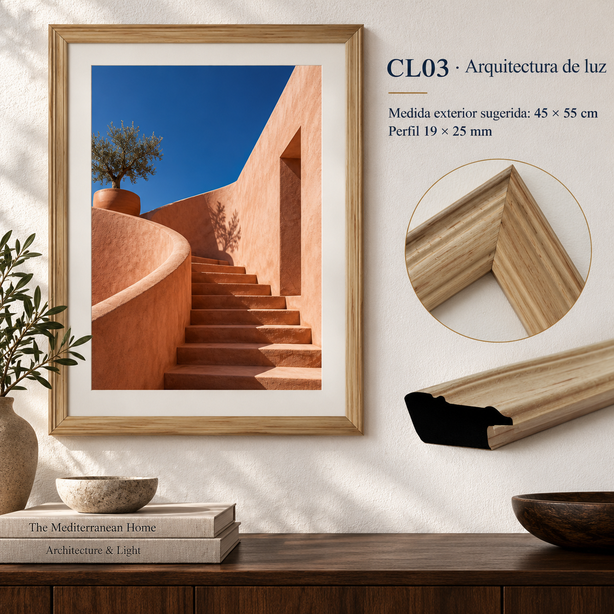Moldura de madera lisa para marco CL03 – Kit de 4 piezas