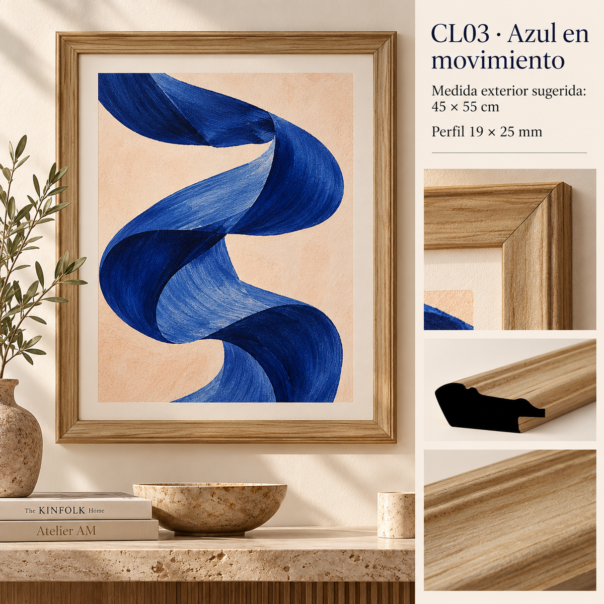 Moldura de madera lisa para marco CL03 – Kit de 4 piezas