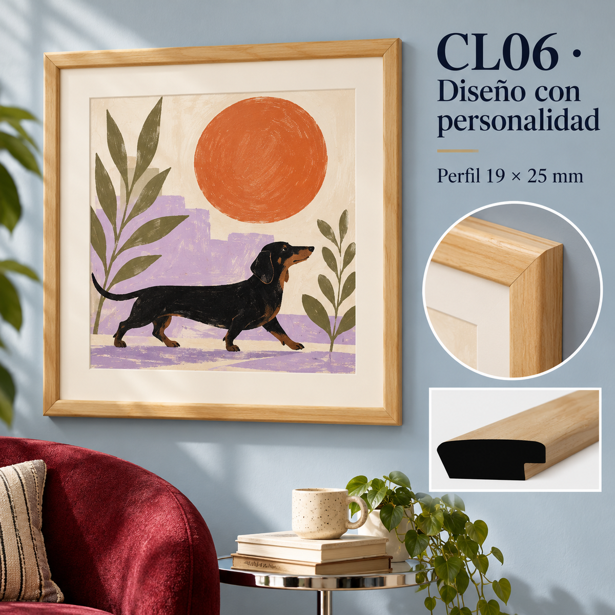 Moldura de madera lisa para marco CL06 – Kit de 4 piezas