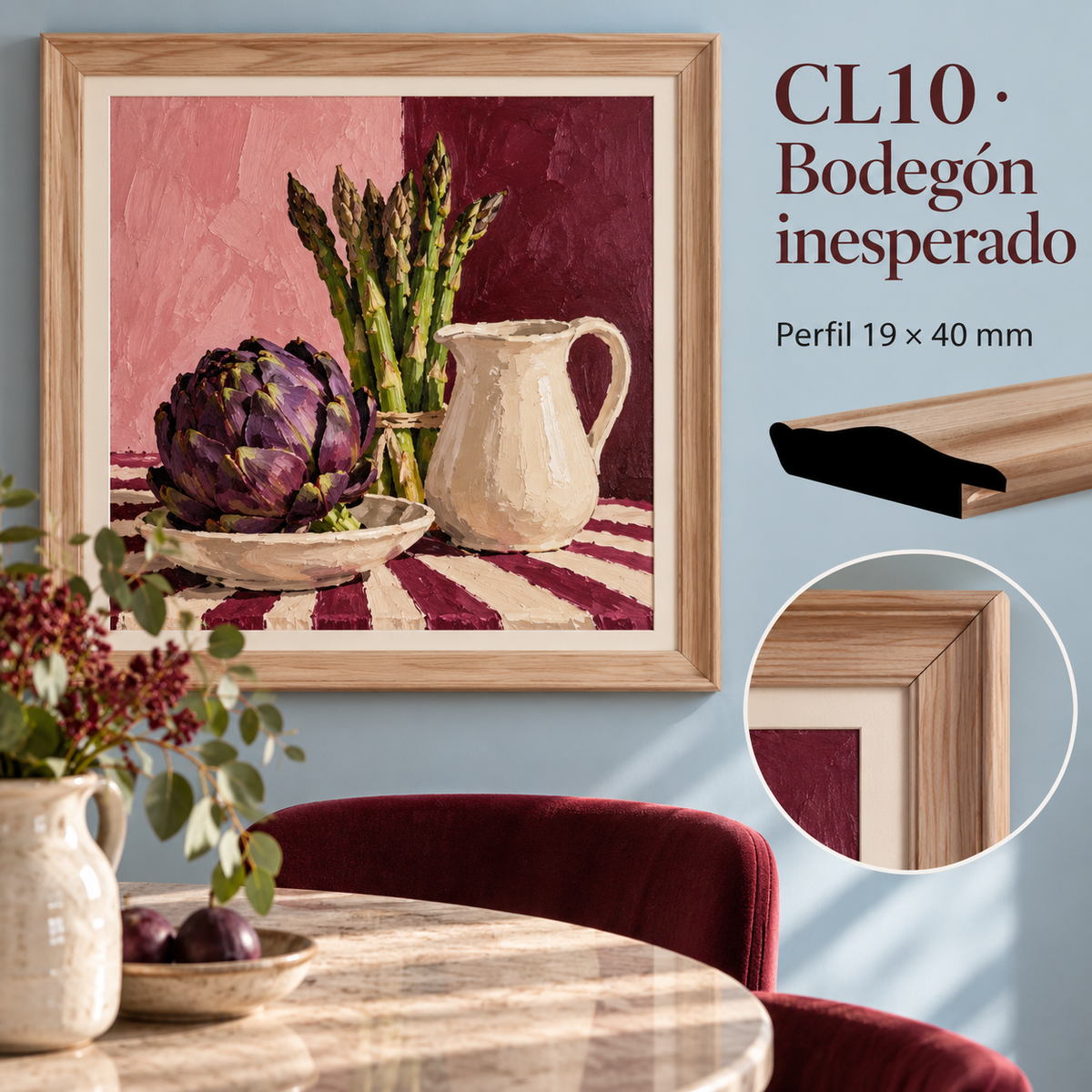 Moldura de madera lisa para marco CL10 – Kit de 4 piezas