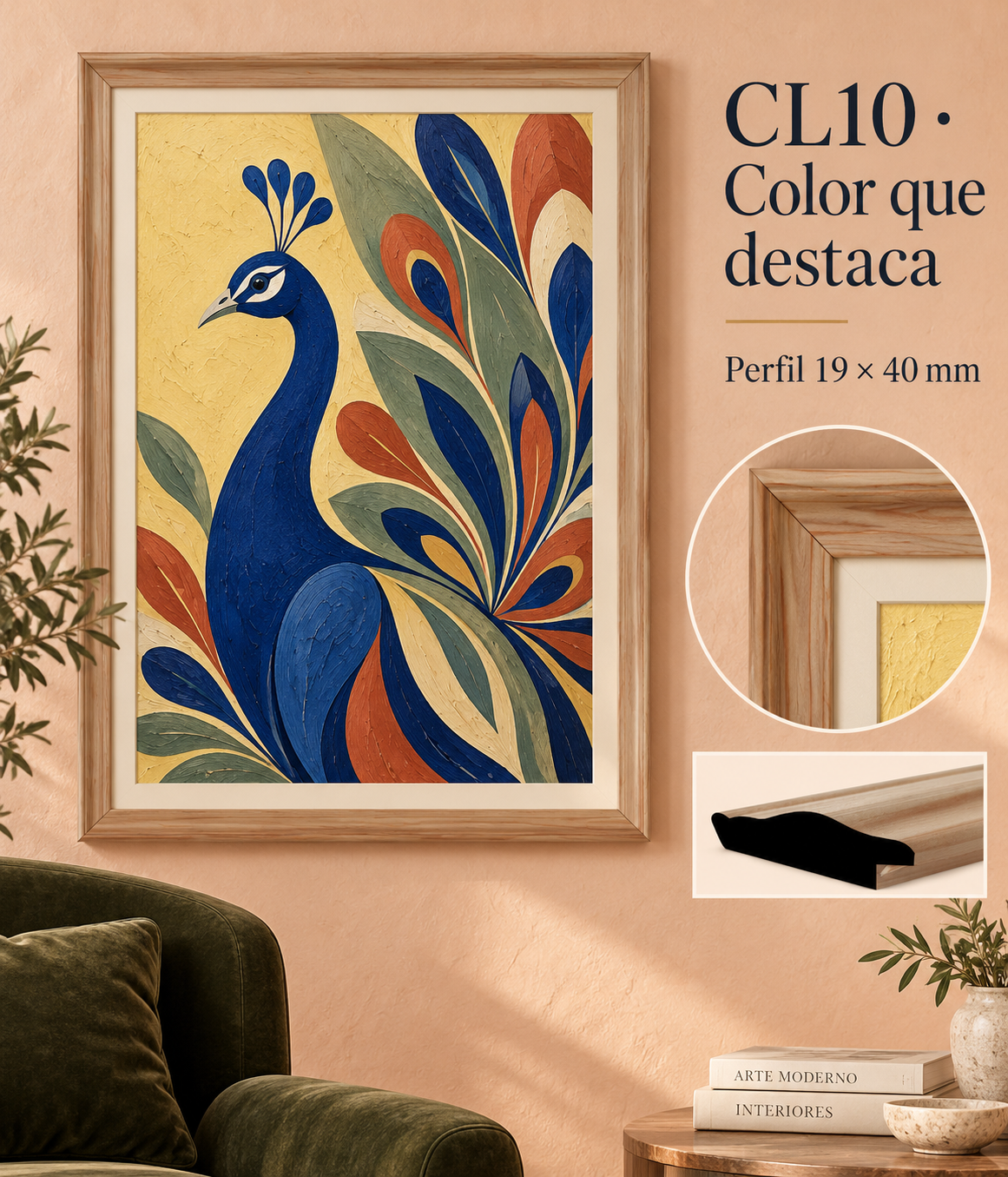 Moldura de madera lisa para marco CL10 – Kit de 4 piezas