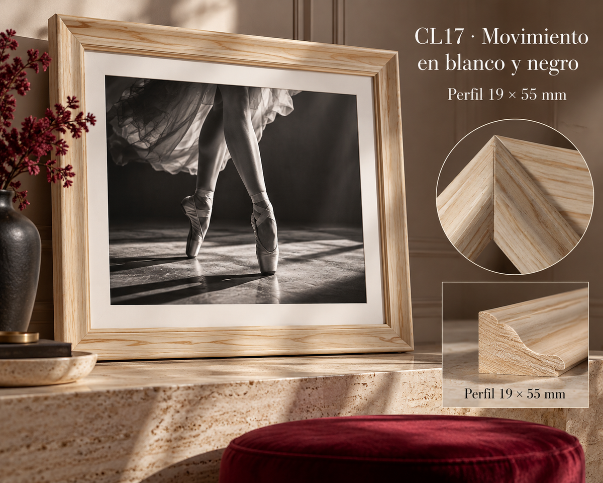 Moldura de madera lisa para marco CL17 – Kit de 4 piezas