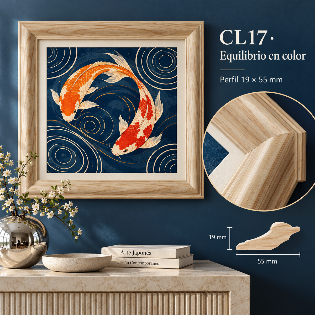 Moldura de madera lisa para marco CL17 – Kit de 4 piezas