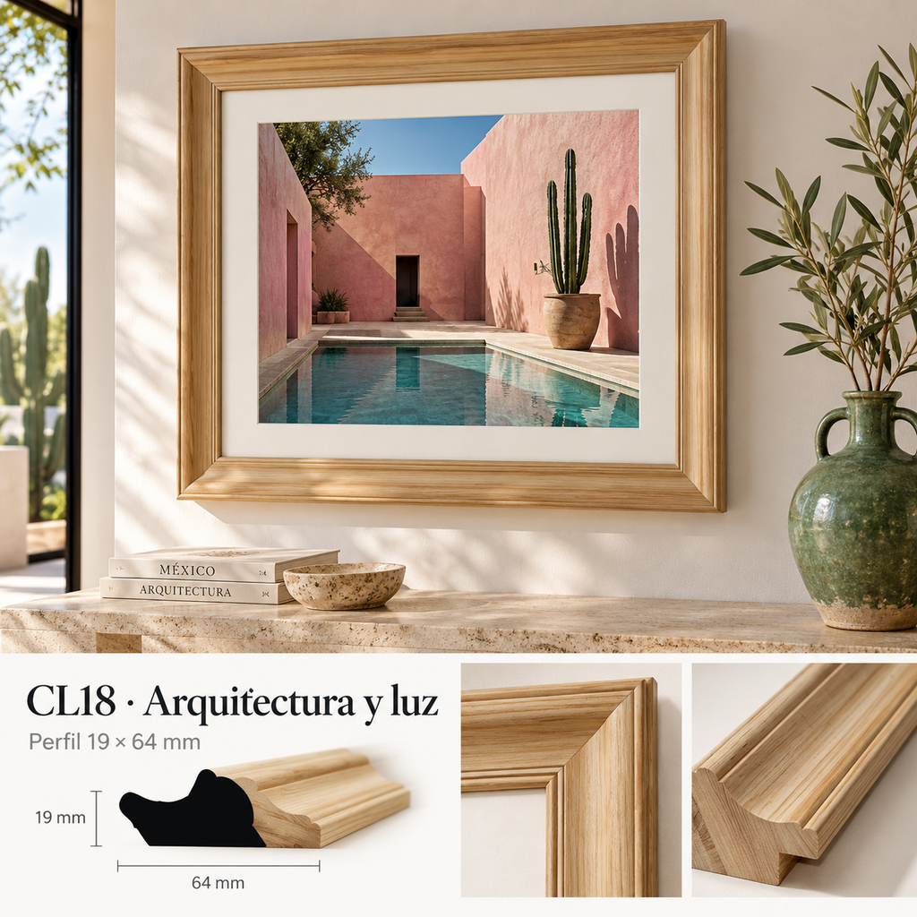 Moldura de madera lisa para marco CL18 – Kit de 4 piezas