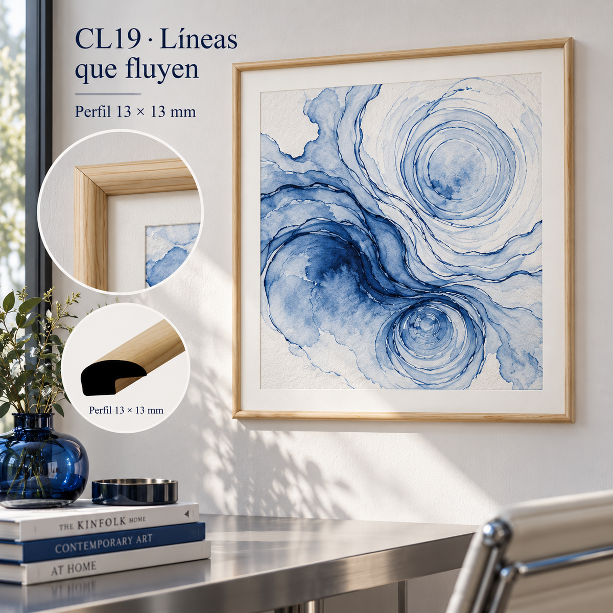 Moldura de madera lisa para marco CL19 – Kit de 4 piezas