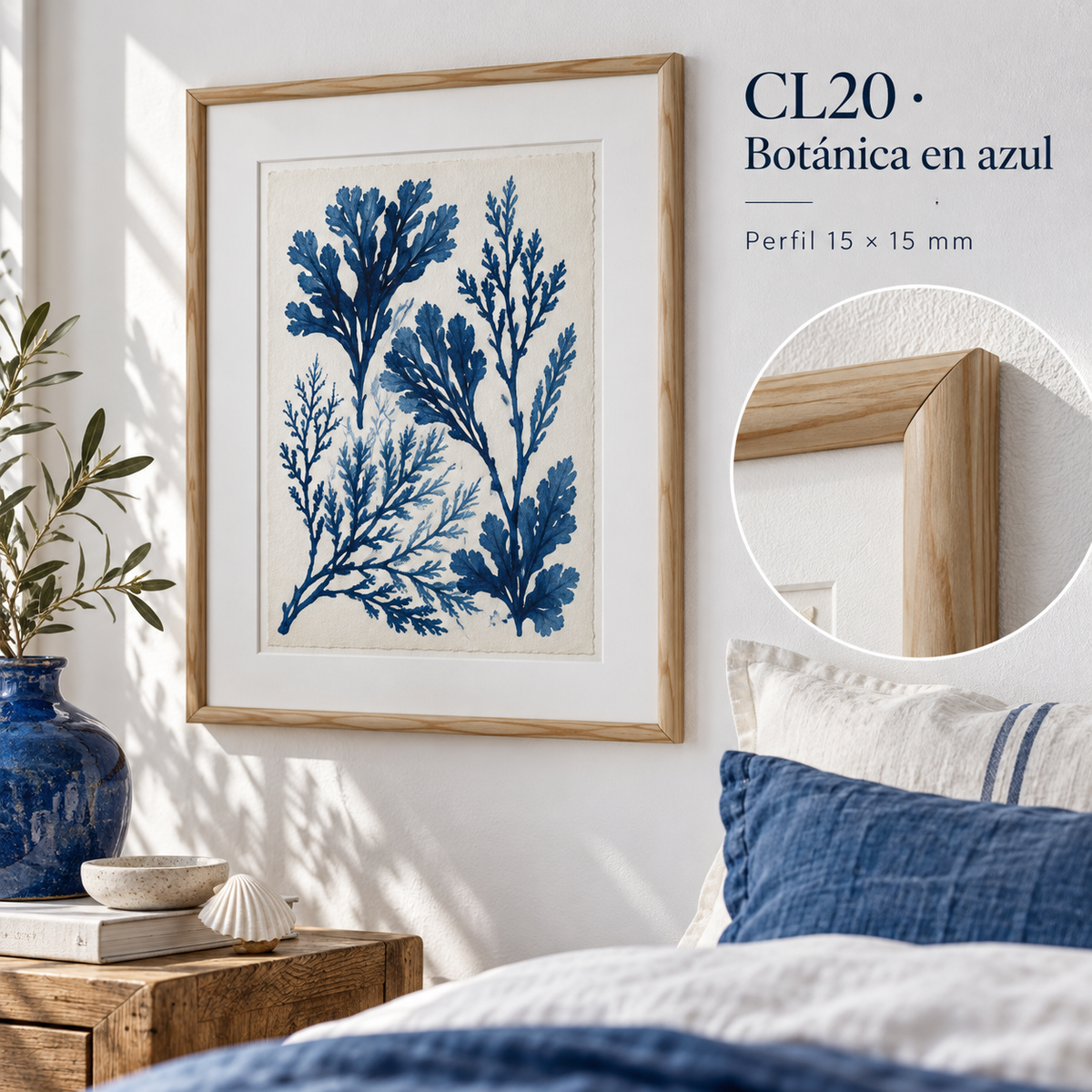 Moldura de madera lisa para marco CL20 – Kit de 4 piezas