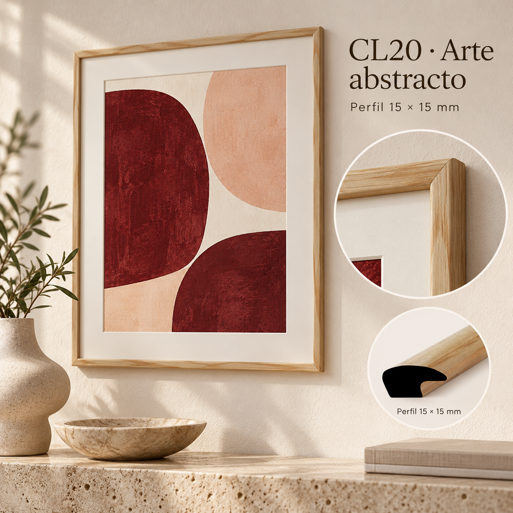 Moldura de madera lisa para marco CL20 – Kit de 4 piezas