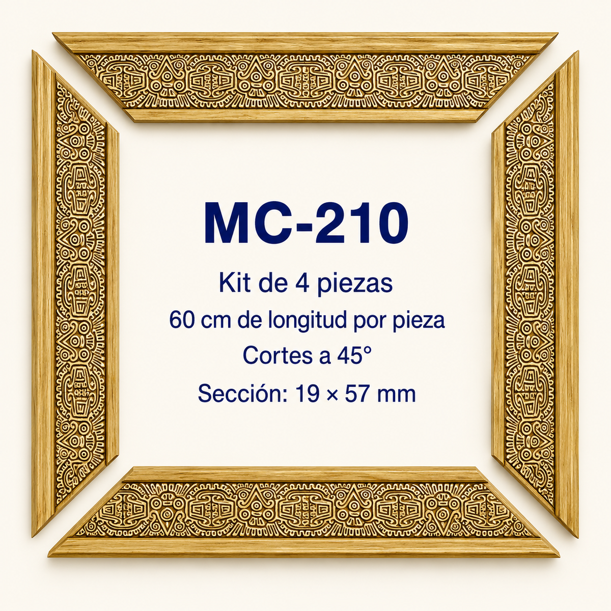 Moldura de madera grabada para marco MC210 – Kit de 4 piezas