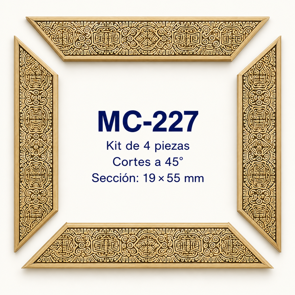 Moldura de madera grabada para marco MC227 – Kit de 4 piezas