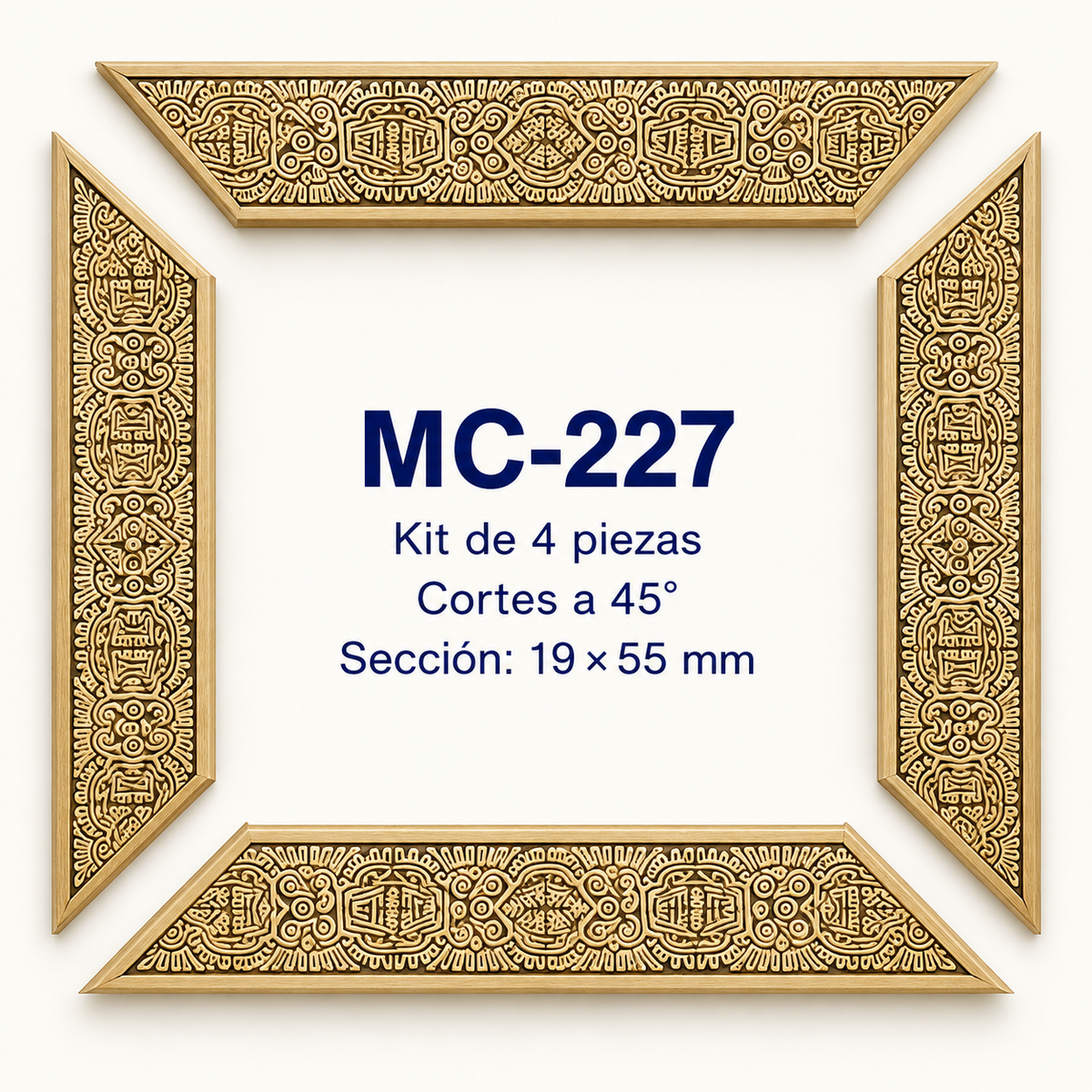 Moldura de madera grabada para marco MC227 – Kit de 4 piezas