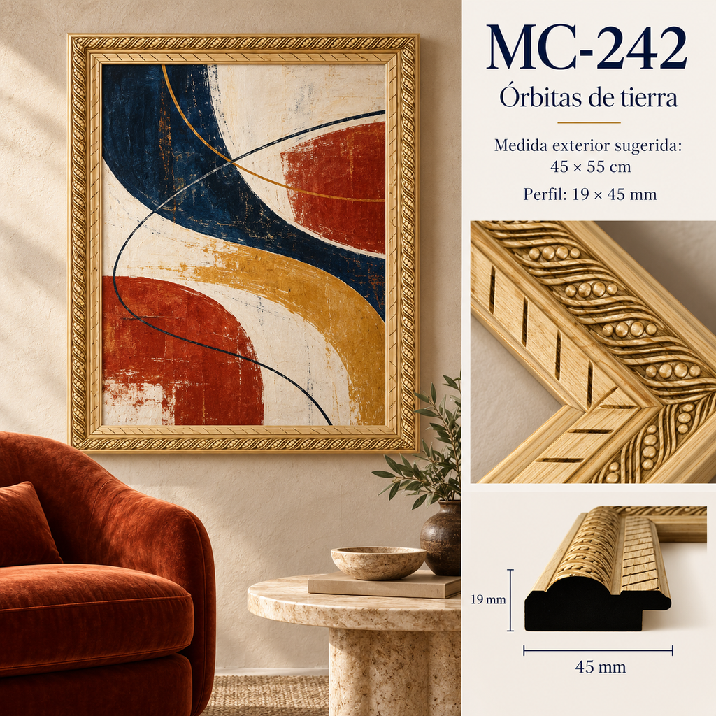 Moldura de madera grabada para marco MC242 – Kit de 4 piezas