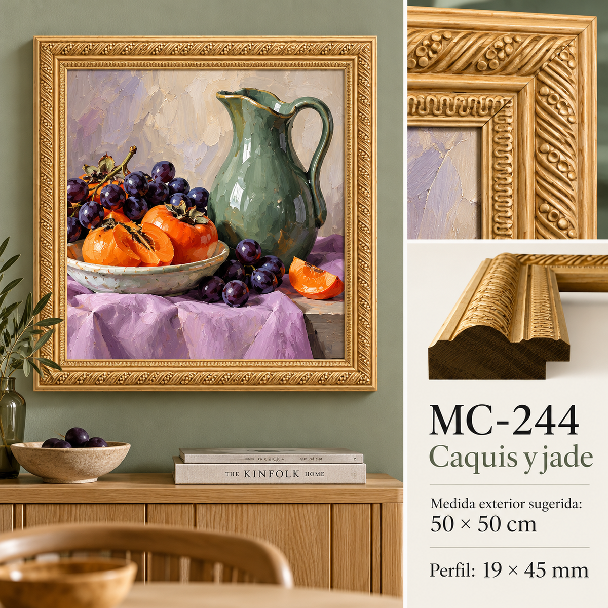 Moldura de madera grabada para marco MC244 – Kit de 4 piezas