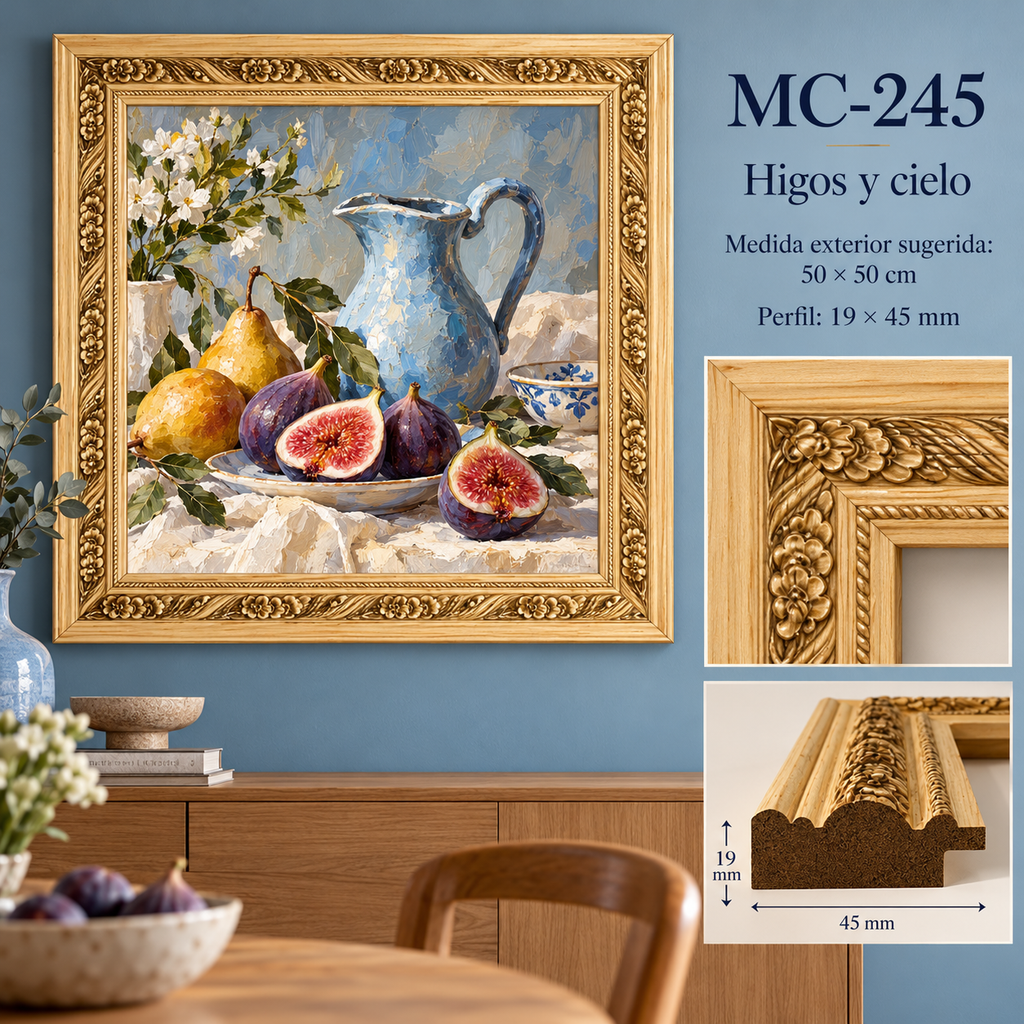 Moldura de madera grabada para marco MC245 – Kit de 4 piezas