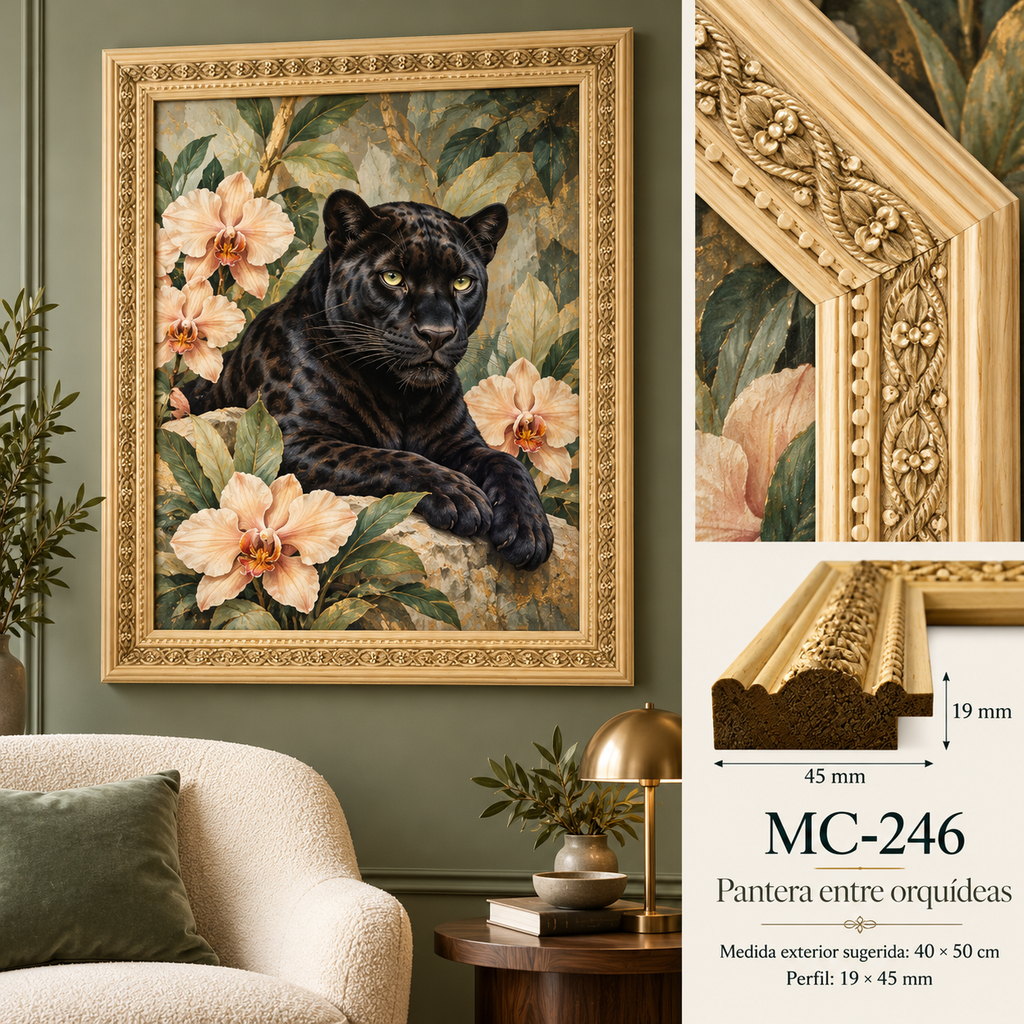 Moldura de madera grabada para marco MC246 – Kit de 4 piezas