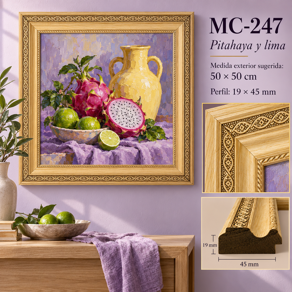 Moldura de madera grabada para marco MC247 – Kit de 4 piezas