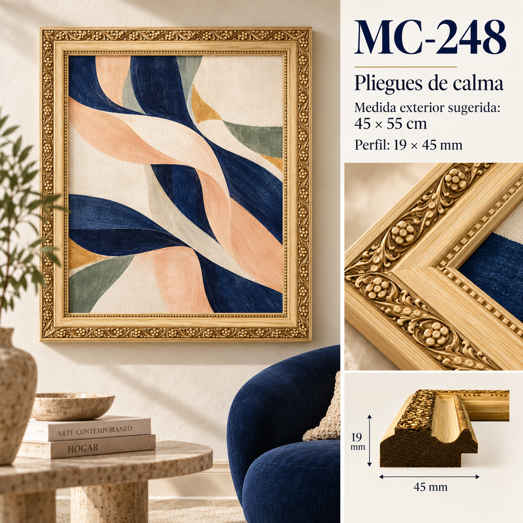 Moldura de madera grabada para marco MC248 – Kit de 4 piezas