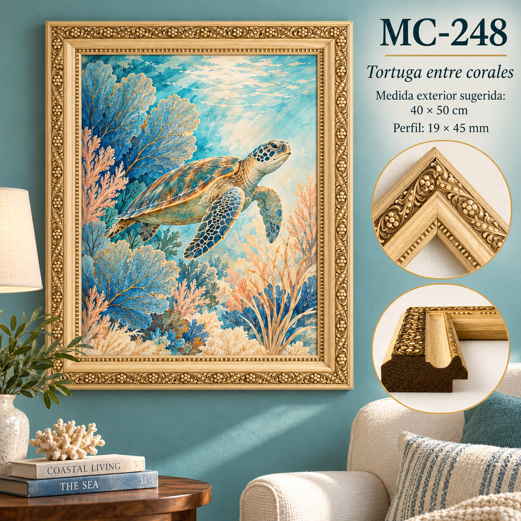 Moldura de madera grabada para marco MC248 – Kit de 4 piezas
