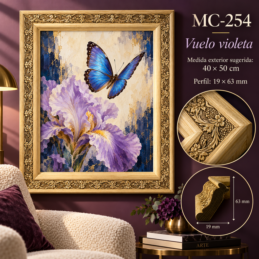 Moldura de madera grabada para marco MC254 – Kit de 4 piezas