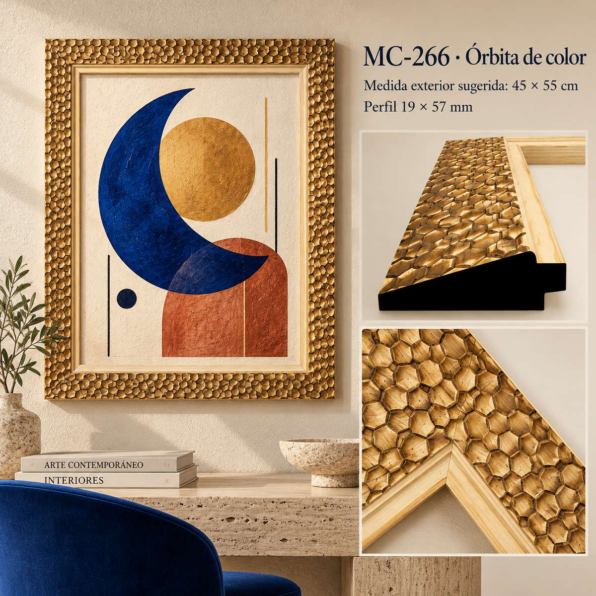 Moldura de madera grabada para marco MC266 – Kit de 4 piezas
