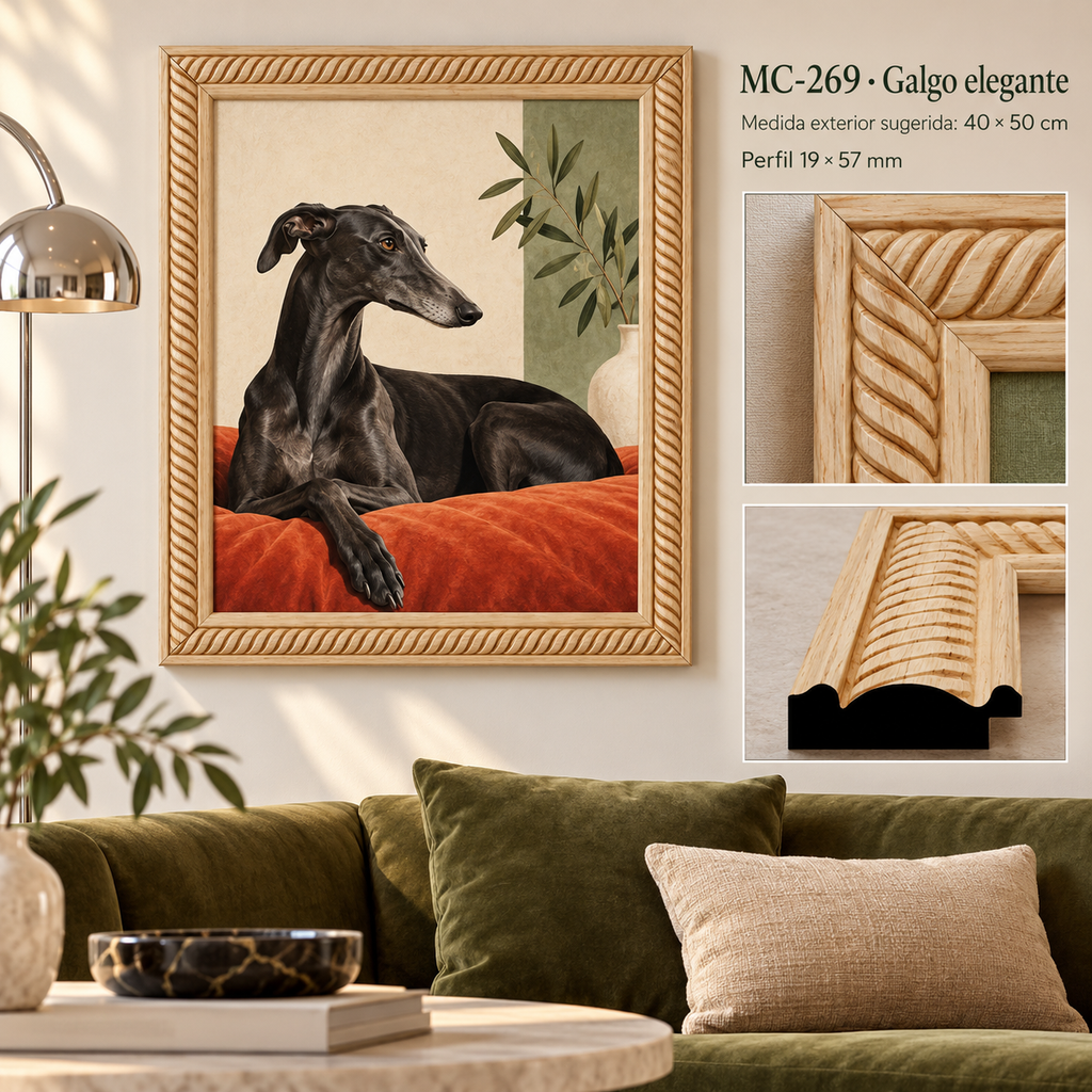 Moldura de madera grabada para marco MC269 – Kit de 4 piezas