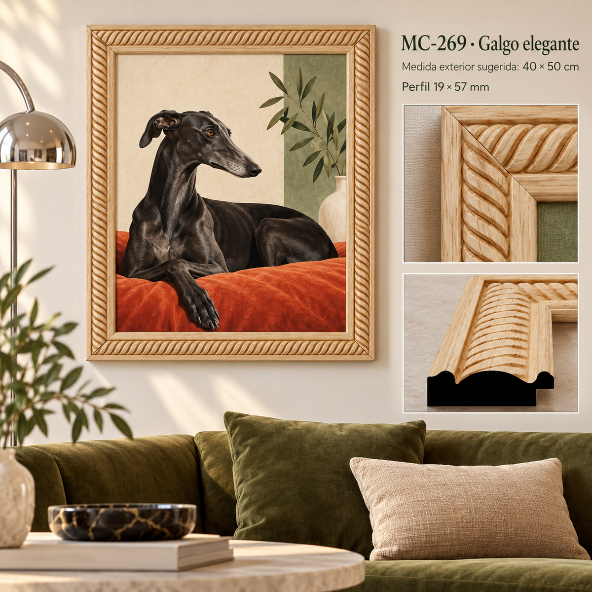 Moldura de madera grabada para marco MC269 – Kit de 4 piezas