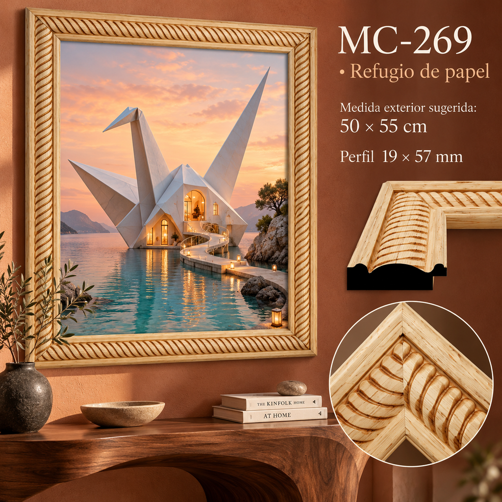 Moldura de madera grabada para marco MC269 – Kit de 4 piezas