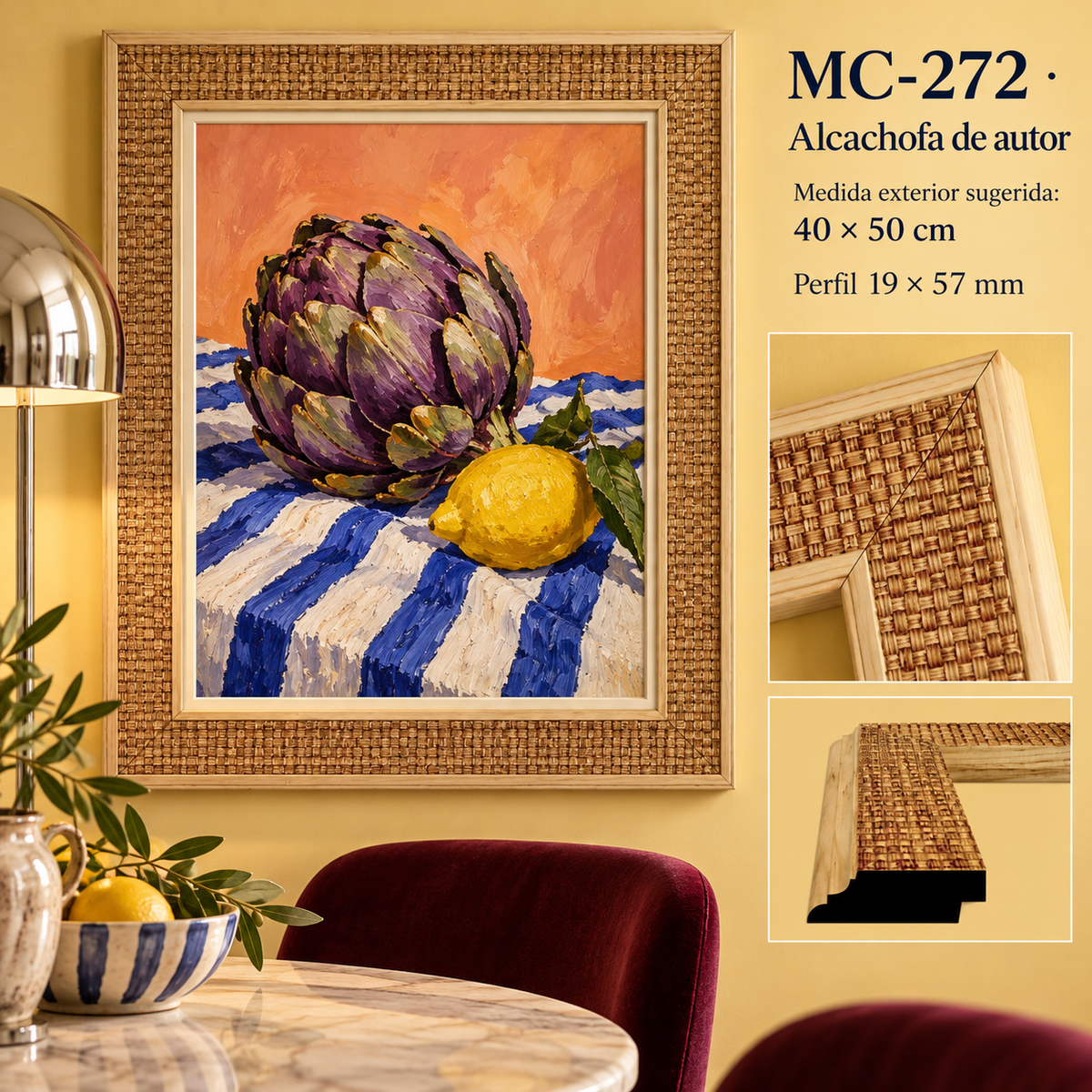 Moldura de madera grabada para marco MC272 – Kit de 4 piezas