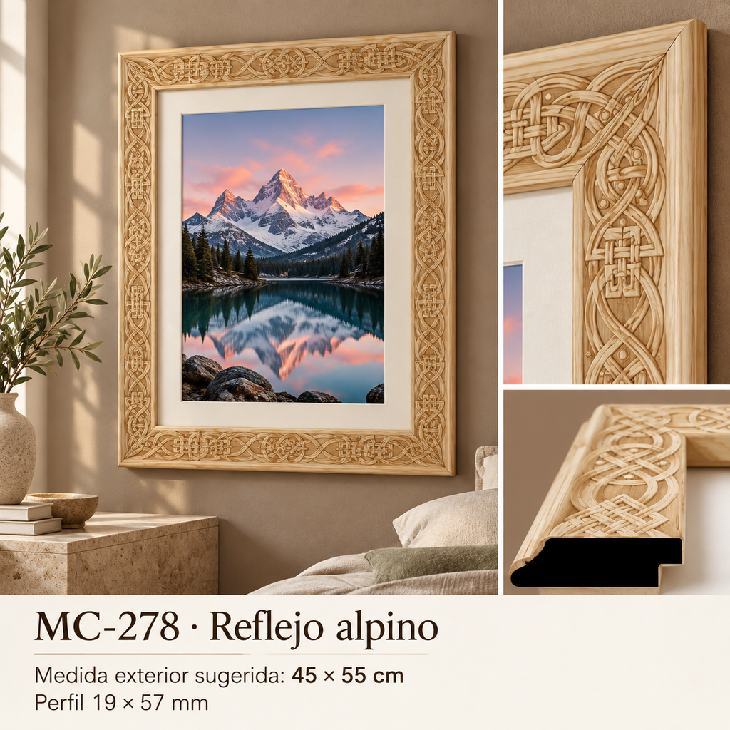 Moldura de madera grabada para marco MC278 – Kit de 4 piezas
