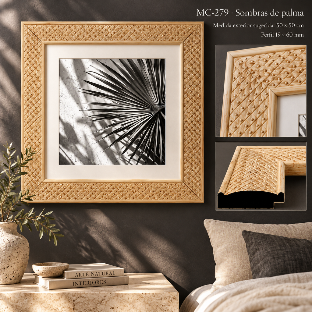 Moldura de madera grabada para marco MC279 – Kit de 4 piezas