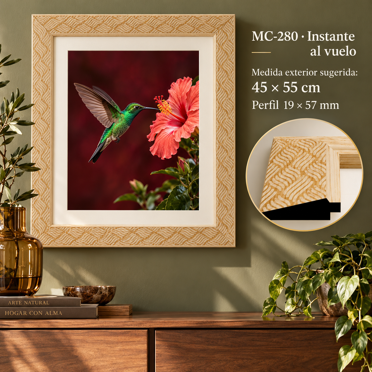 Moldura de madera grabada para marco MC280 – Kit de 4 piezas